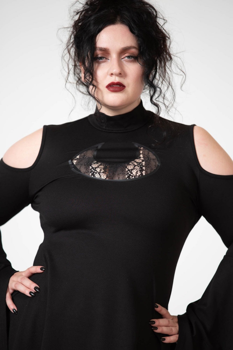 Killstar Moonshine Cold Shoulder Top Černé | LYNOMA-496