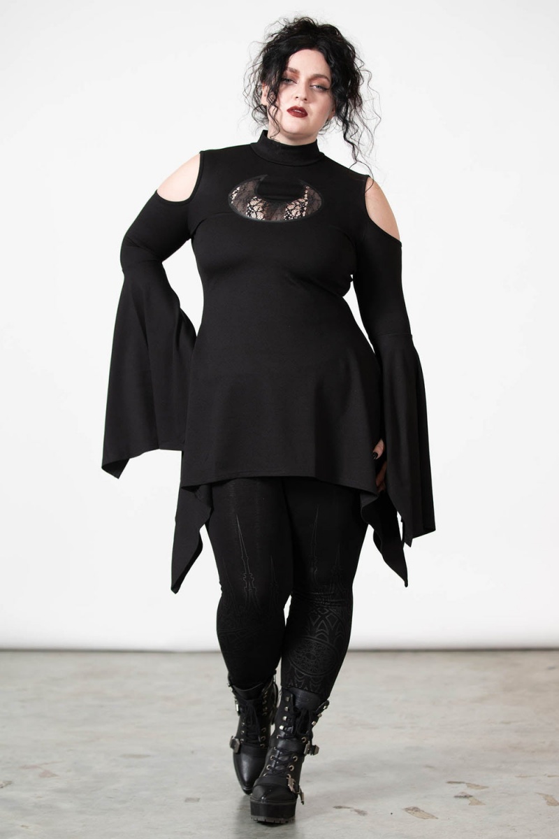 Killstar Moonshine Cold Shoulder Top Černé | LYNOMA-496