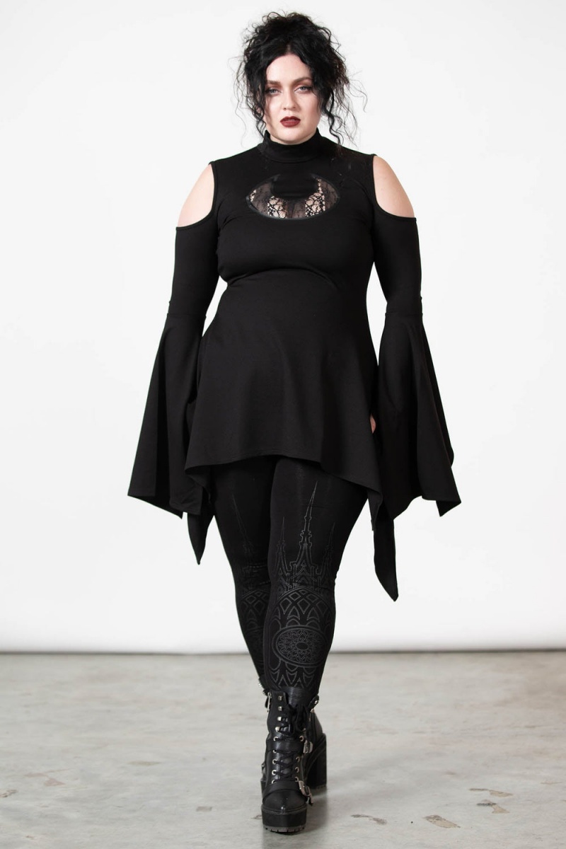 Killstar Moonshine Cold Shoulder Top Černé | LYNOMA-496