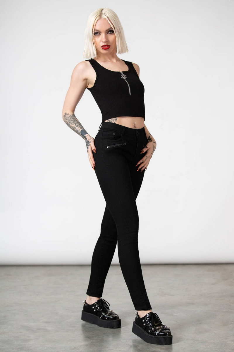 Killstar Mortem Rib Top Černé | TRYMHO-801