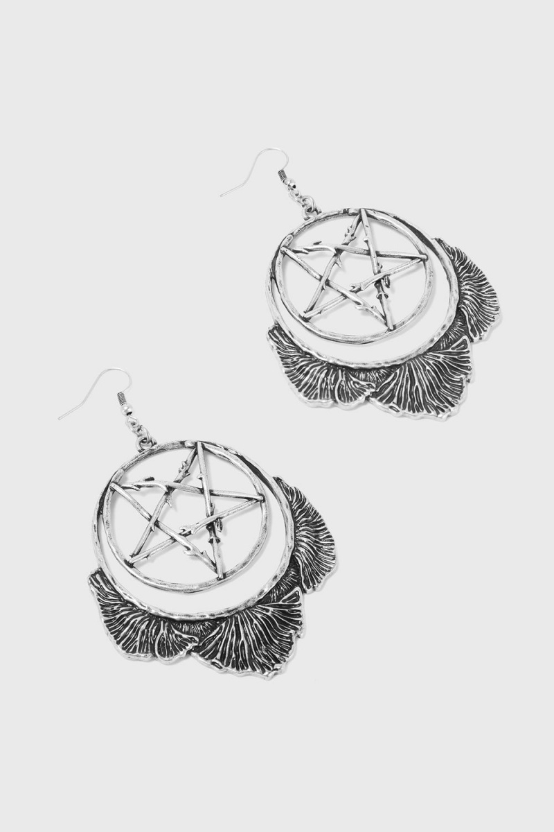 Killstar Mushroom Ritual Earrings Stříbrné | DTLRWS-174