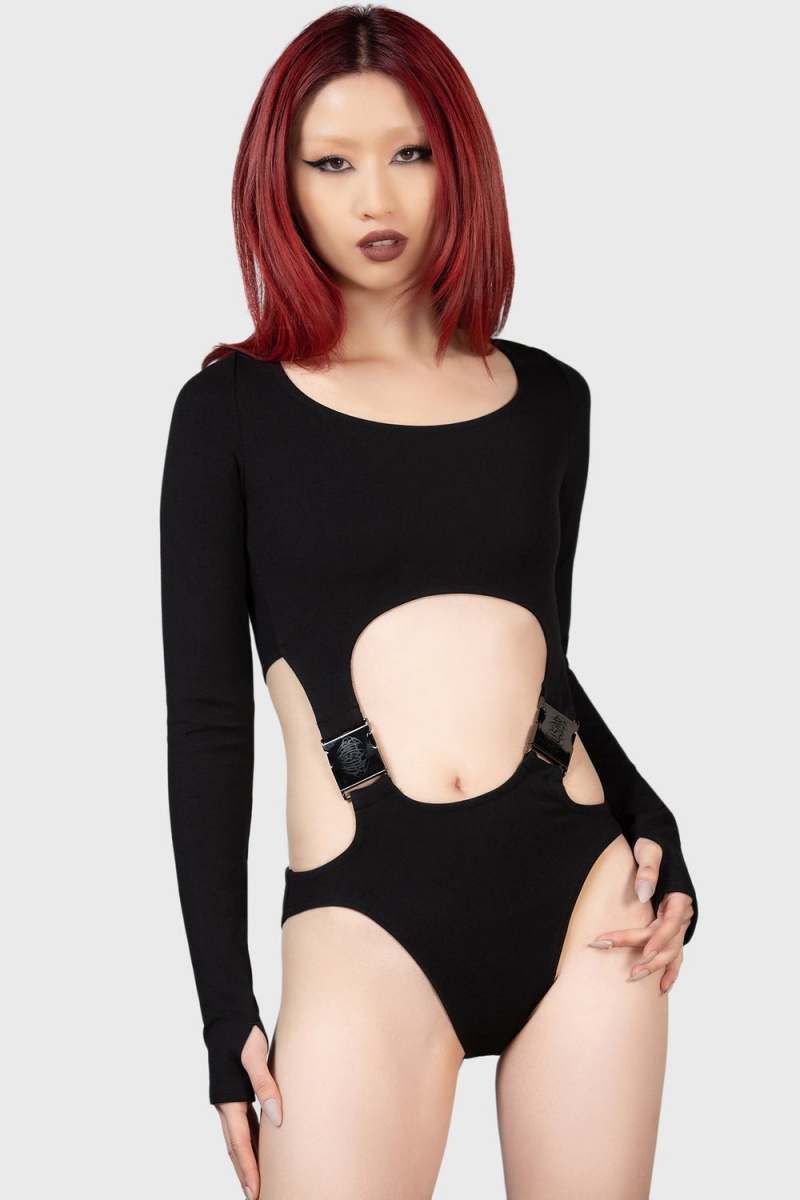 Killstar Mutation Bodysuit Černé | FGLEOP-497