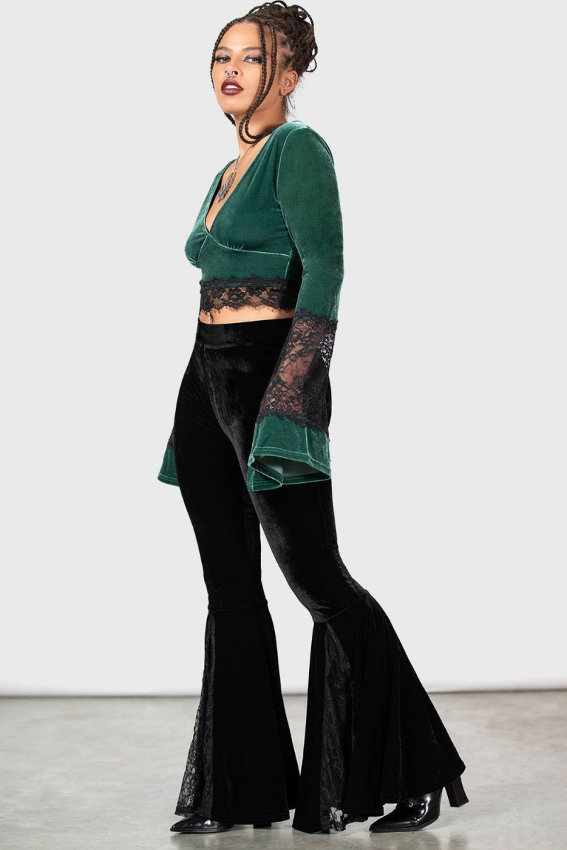 Killstar Naomi Long Sleeve Top [GREEN] Zelene | UYHGNV-534