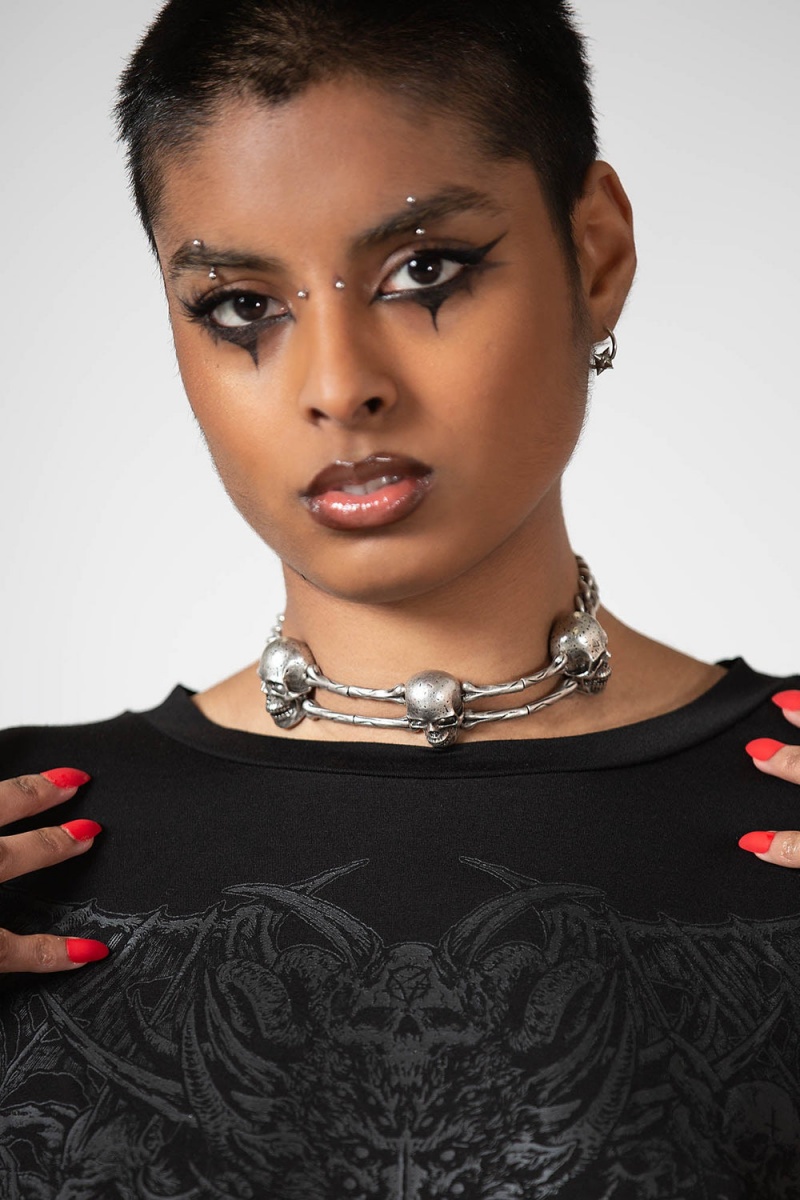 Killstar Naven Choker Stříbrné | ZSHIXT-129