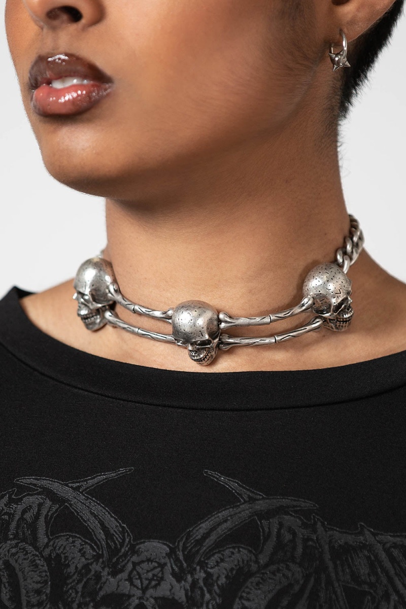 Killstar Naven Choker Stříbrné | ZSHIXT-129