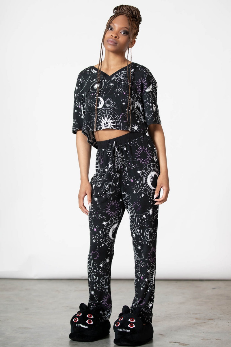 Killstar Nebula Lounge Pants Černé | KAXIRC-185