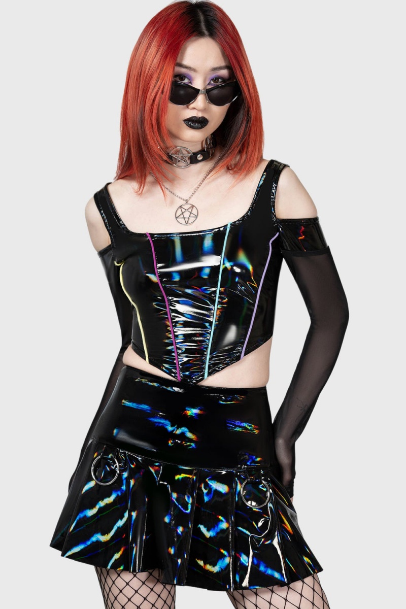 Killstar Neon's Ink Stain Skirt Rainbow | RLIUJS-750