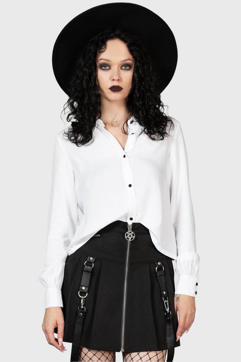 Killstar Night Frights Shirt Bílé | UJKIFT-104