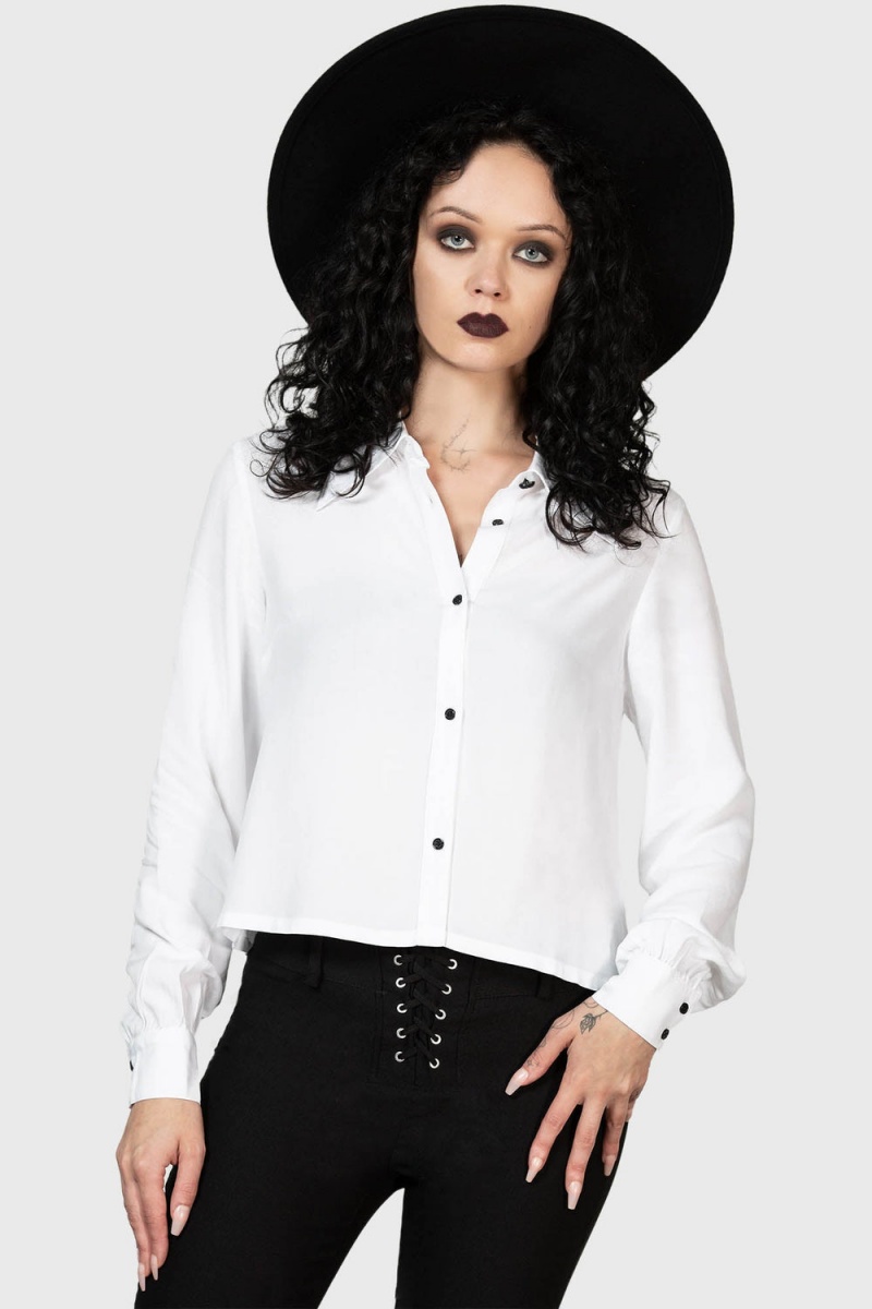 Killstar Night Frights Shirt Bílé | UJKIFT-104