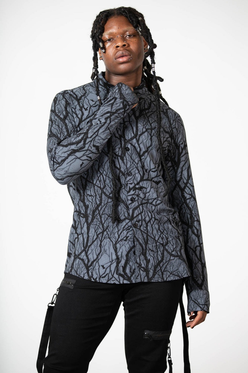 Killstar Night Grove Button-Up Shirt Černé | TZSONJ-034