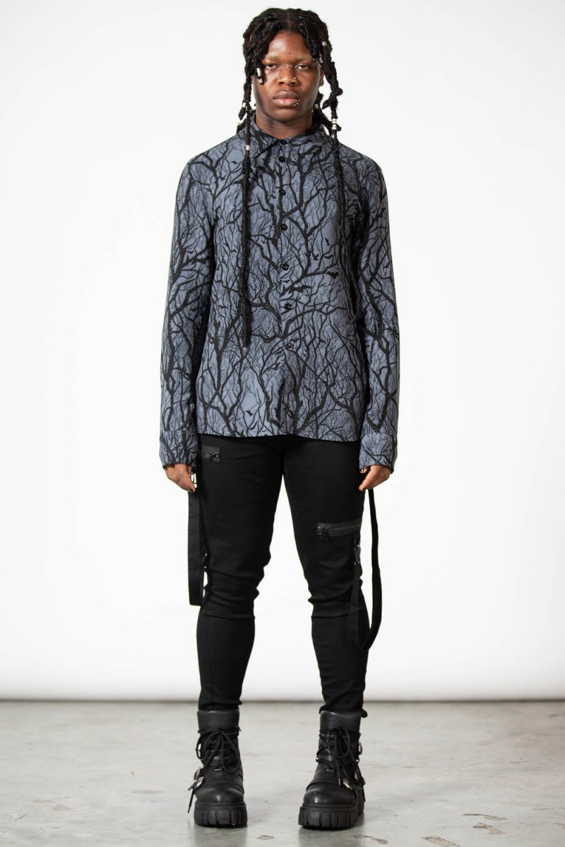 Killstar Night Grove Button-Up Shirt Černé | YSVWPC-745