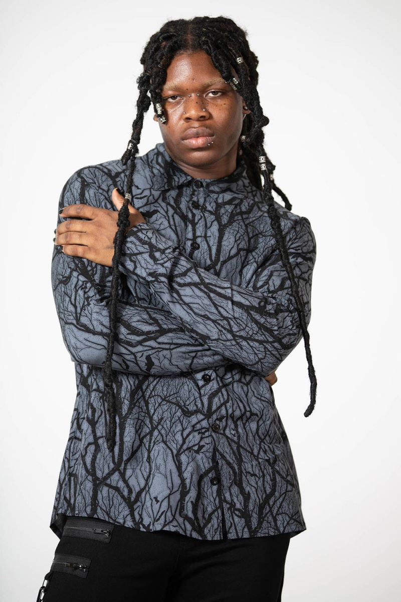 Killstar Night Grove Button-Up Shirt Černé | YSVWPC-745