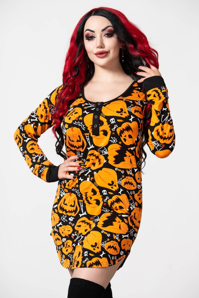 Killstar Night Harvest Henley Šaty Černé | ZSRLTU-372