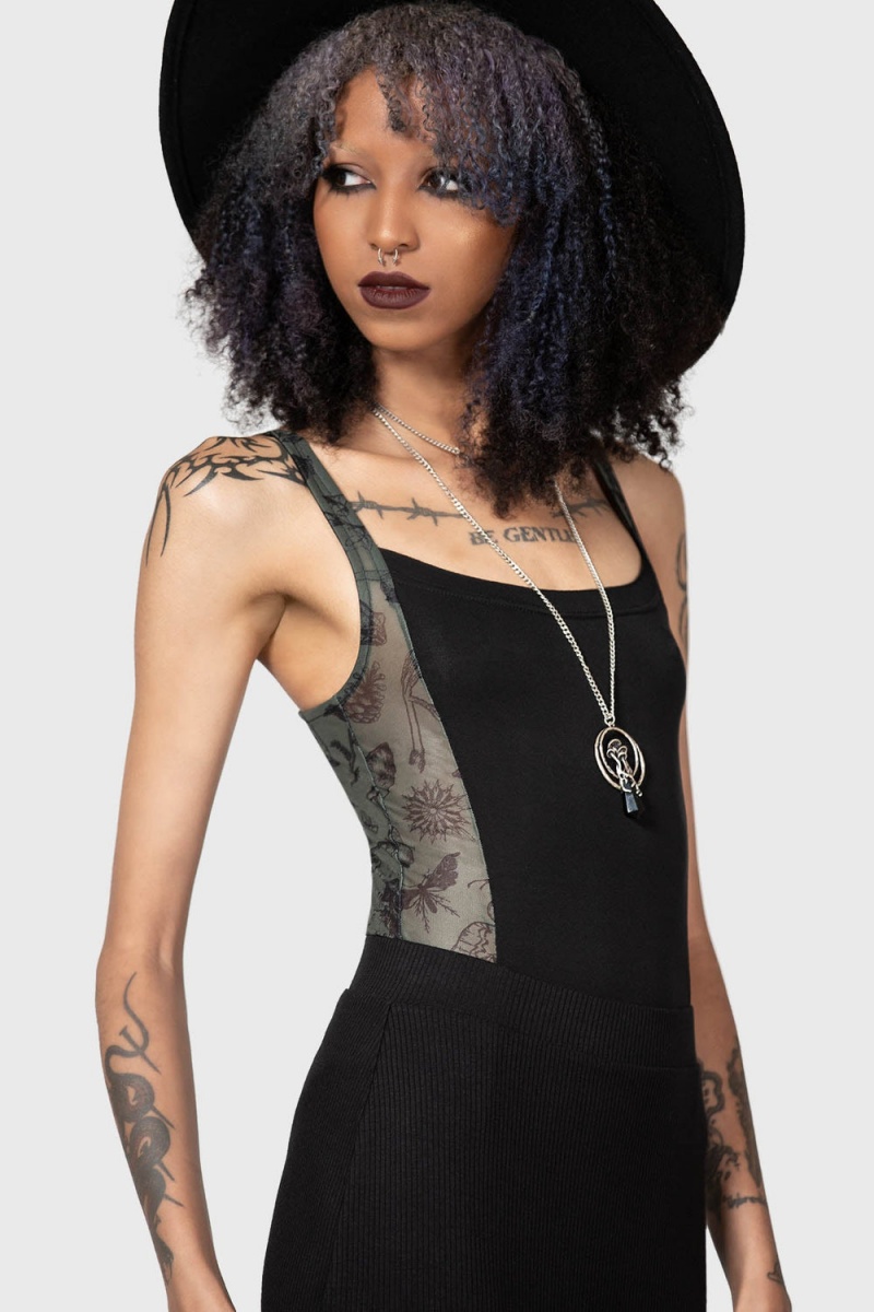 Killstar Night Lichen Bodysuit Černé | HNVSQD-182