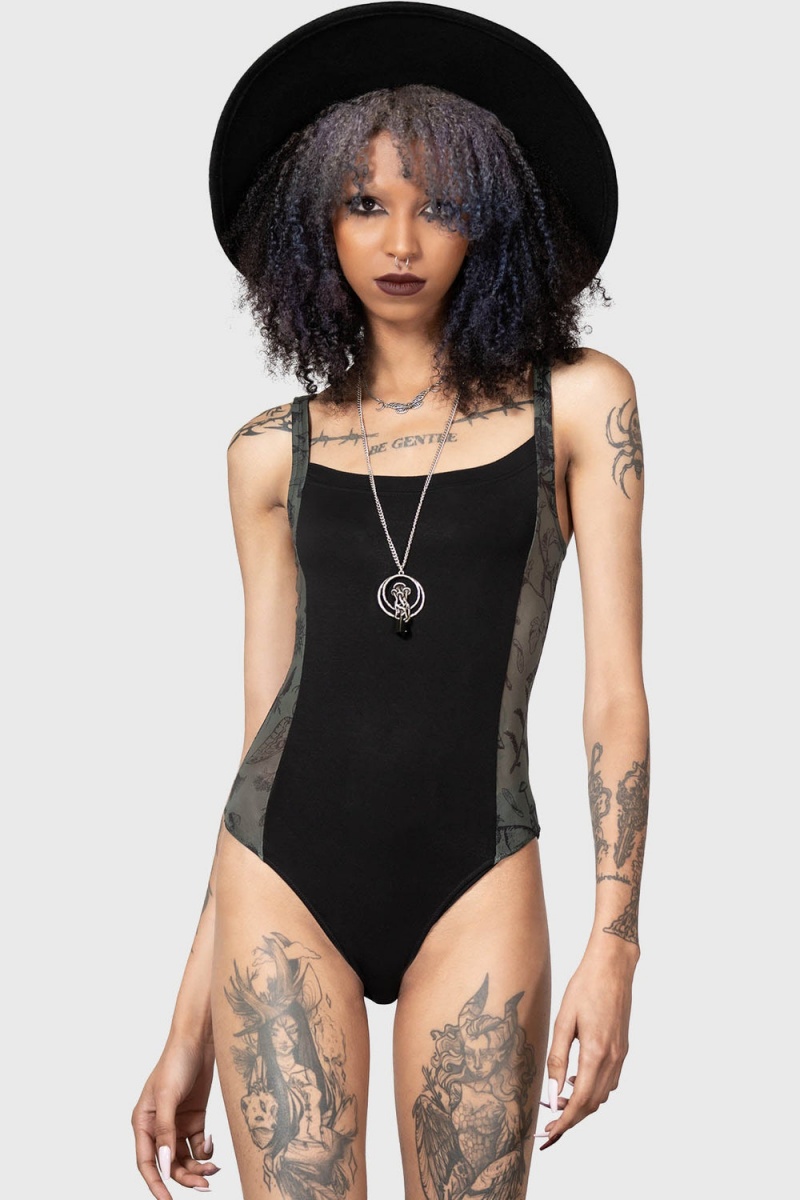 Killstar Night Lichen Bodysuit Černé | HNVSQD-182