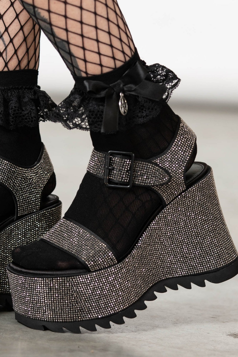 Killstar Night Queen Platformy Sandal Glitter | VMCQTB-109