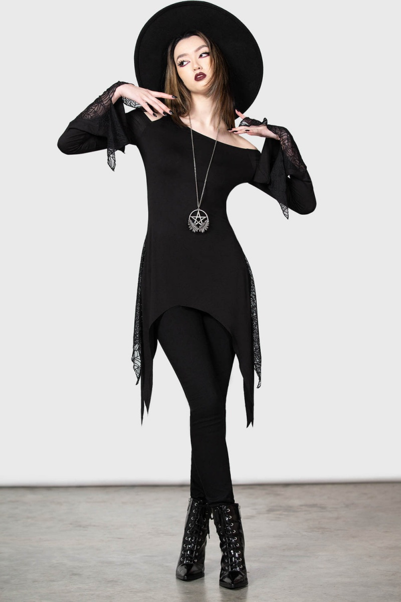 Killstar Night Snare Top Černé | YMUCFN-709