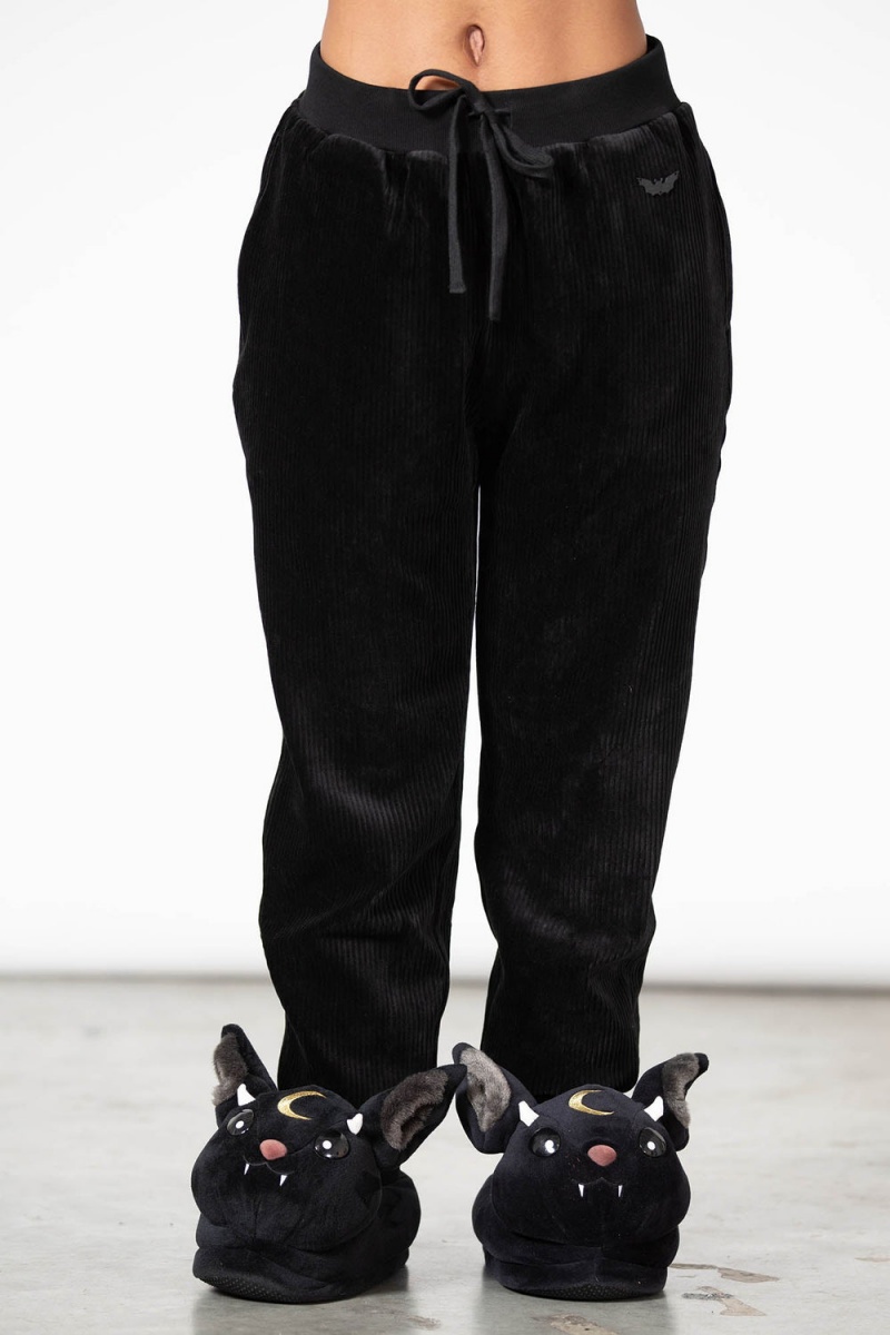 Killstar Night Sprawl Baggy Trousers Černé | BRDXUT-516