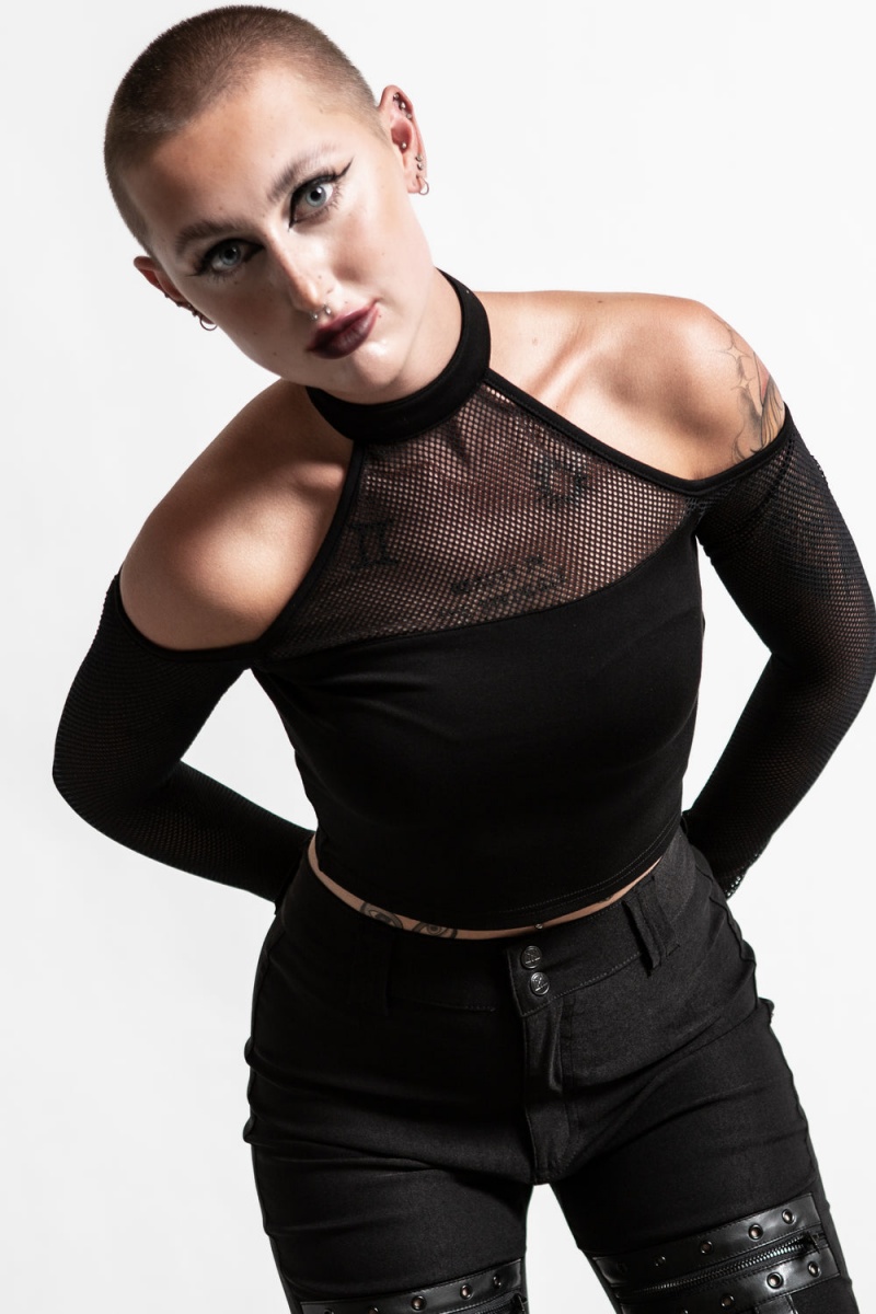 Killstar Nightcall Fishnet Top Černé | HCYRXK-372