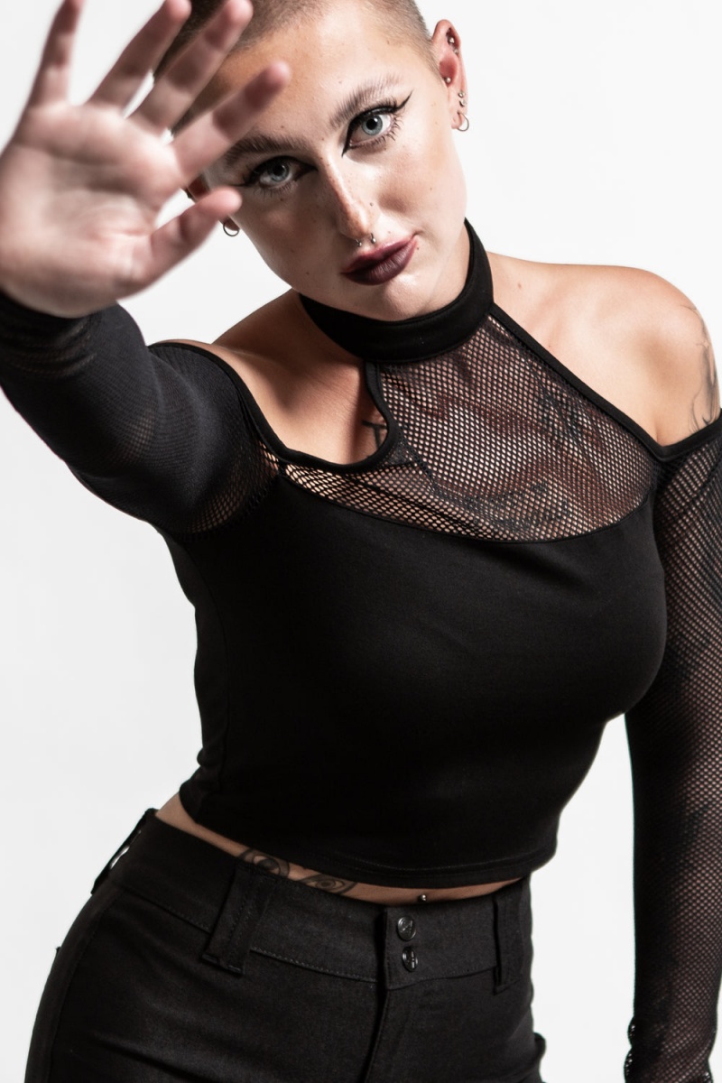 Killstar Nightcall Fishnet Top Černé | HCYRXK-372
