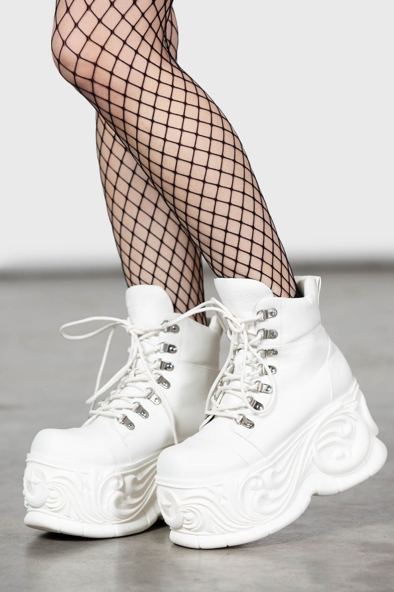 Killstar Nightflaw Platformy Boots Bílé | ZIGELM-765