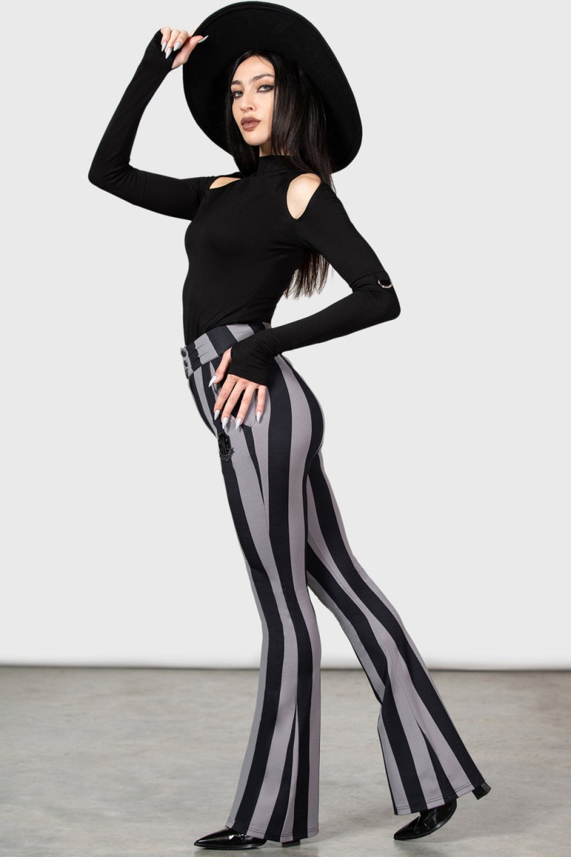 Killstar Nightshades And Ravens Bootcut Trousers Šedé | YOBXQA-536