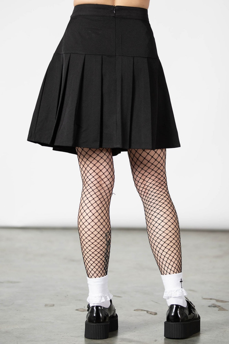 Killstar No Lip Plisovaný Skirt Černé | NPCUHA-781
