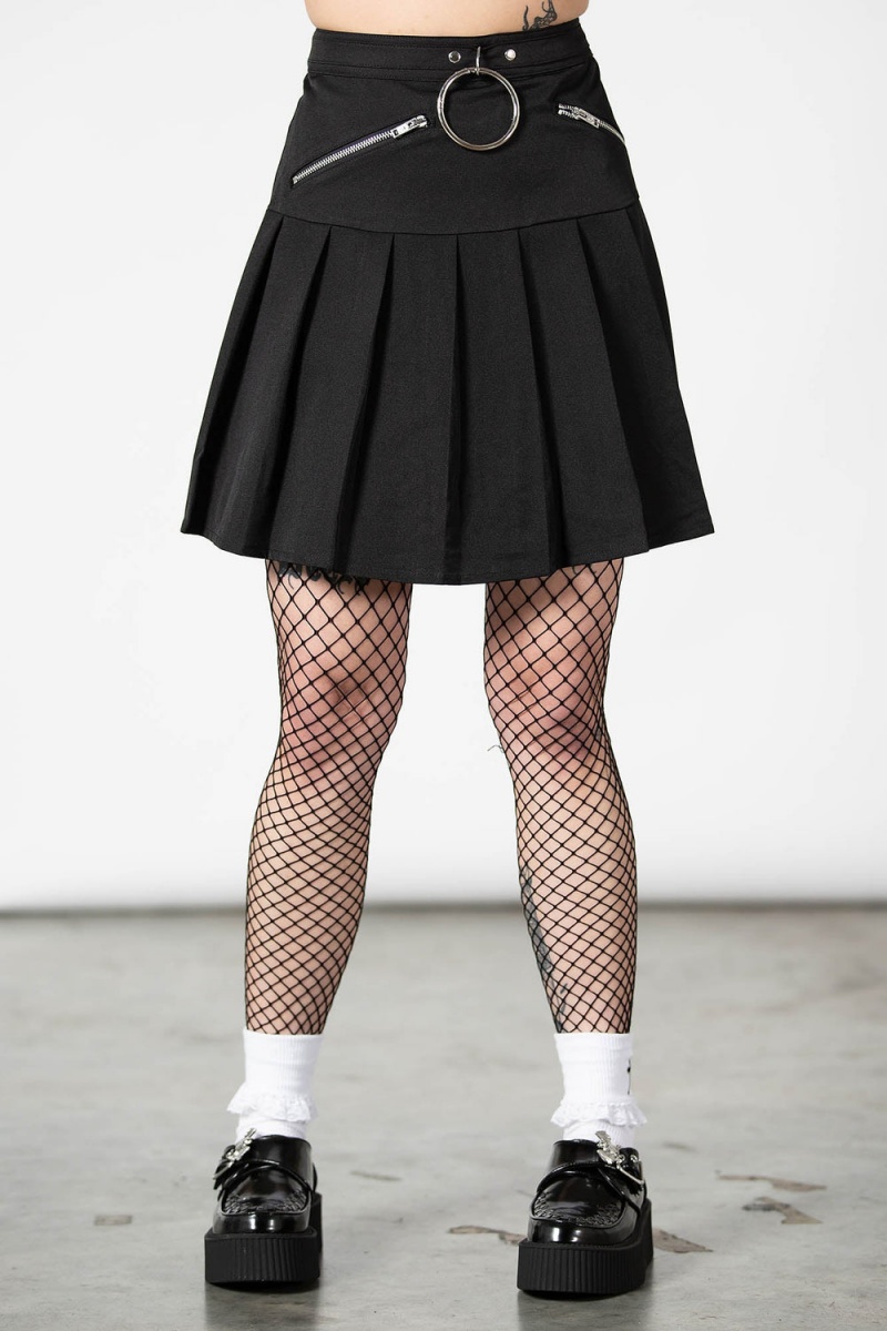 Killstar No Lip Plisovaný Skirt Černé | NPCUHA-781