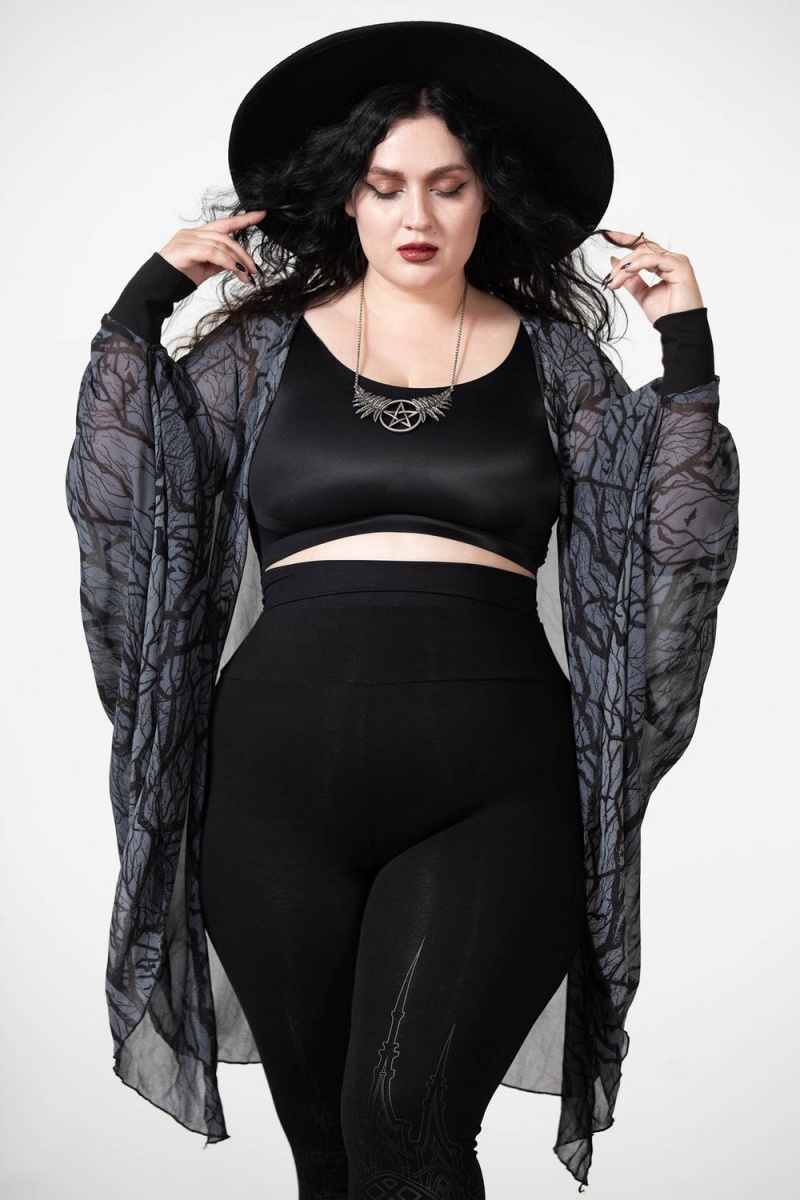 Killstar Obscurum Chiffon Cardigan Černé | NROAME-176