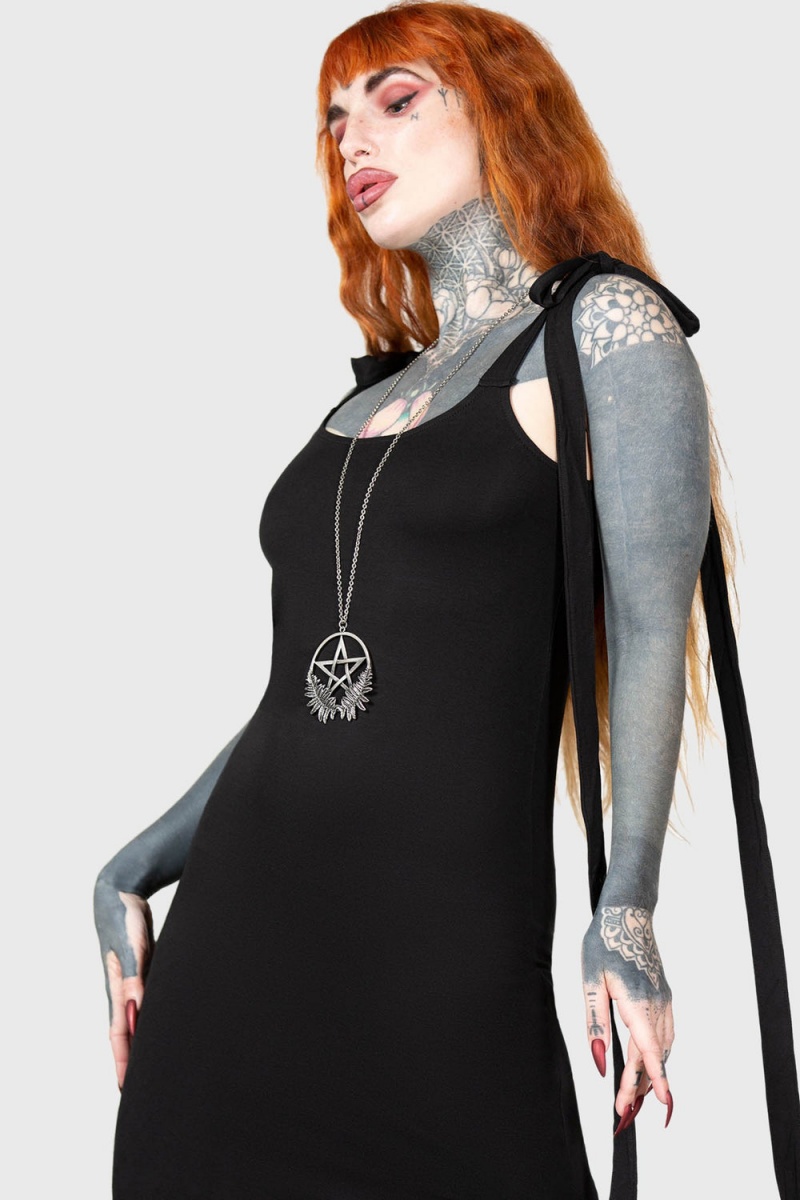 Killstar Old Ones Collumn Šaty Černé | NQHIPV-685