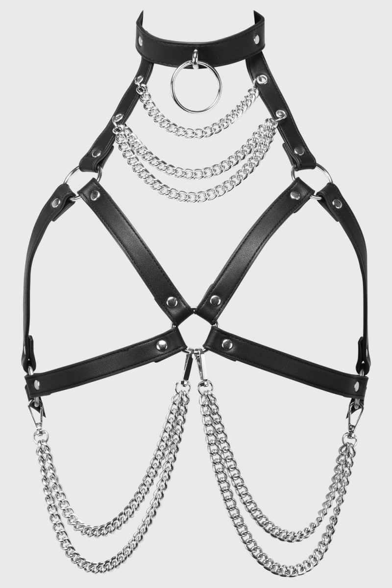 Killstar On A Leash Harness Černé | QYCOVW-716