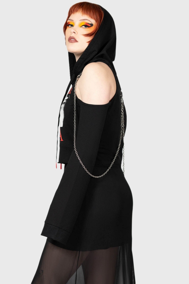 Killstar Opera Crop Hoodie Černé | LZPRKB-138