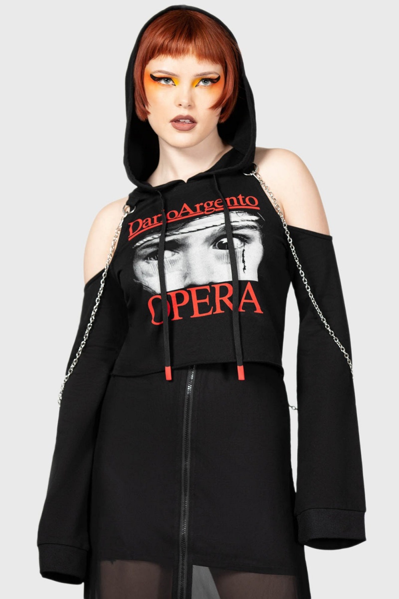 Killstar Opera Crop Hoodie Černé | RYIXZB-789