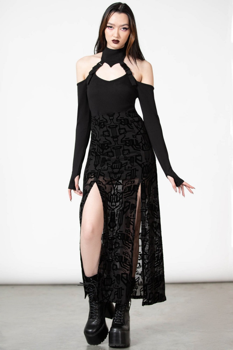 Killstar Oralia Cold Shoulder Top Černé | CDIOXM-521