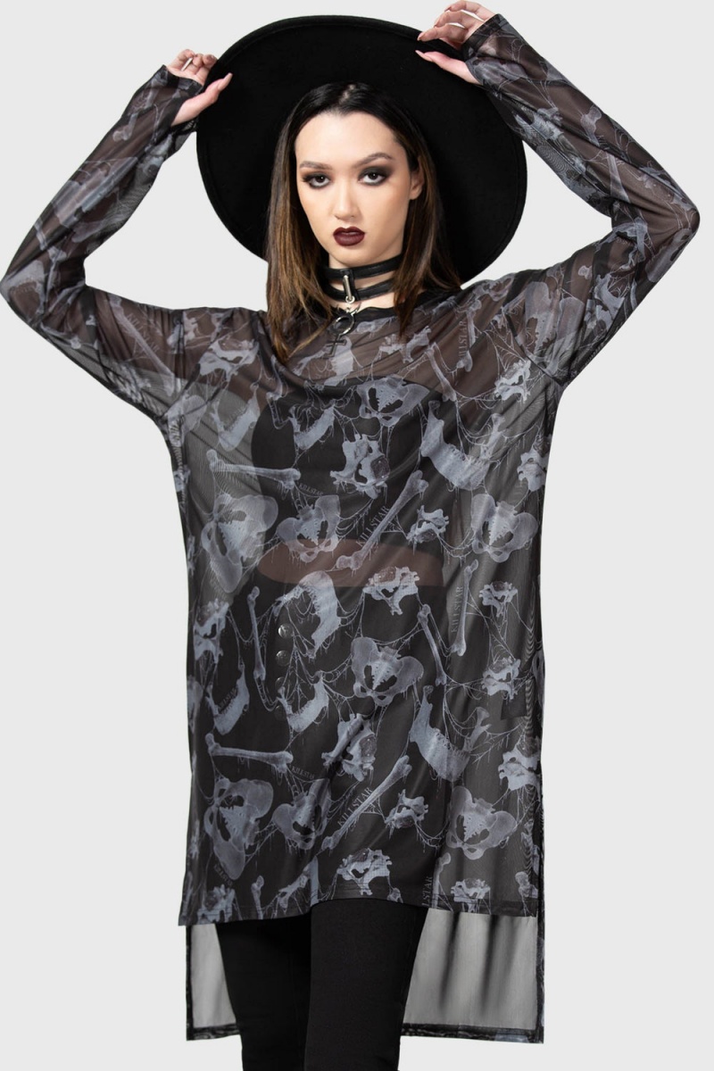 Killstar Ossuary Long Sleeve Top Černé | YNWLCK-712