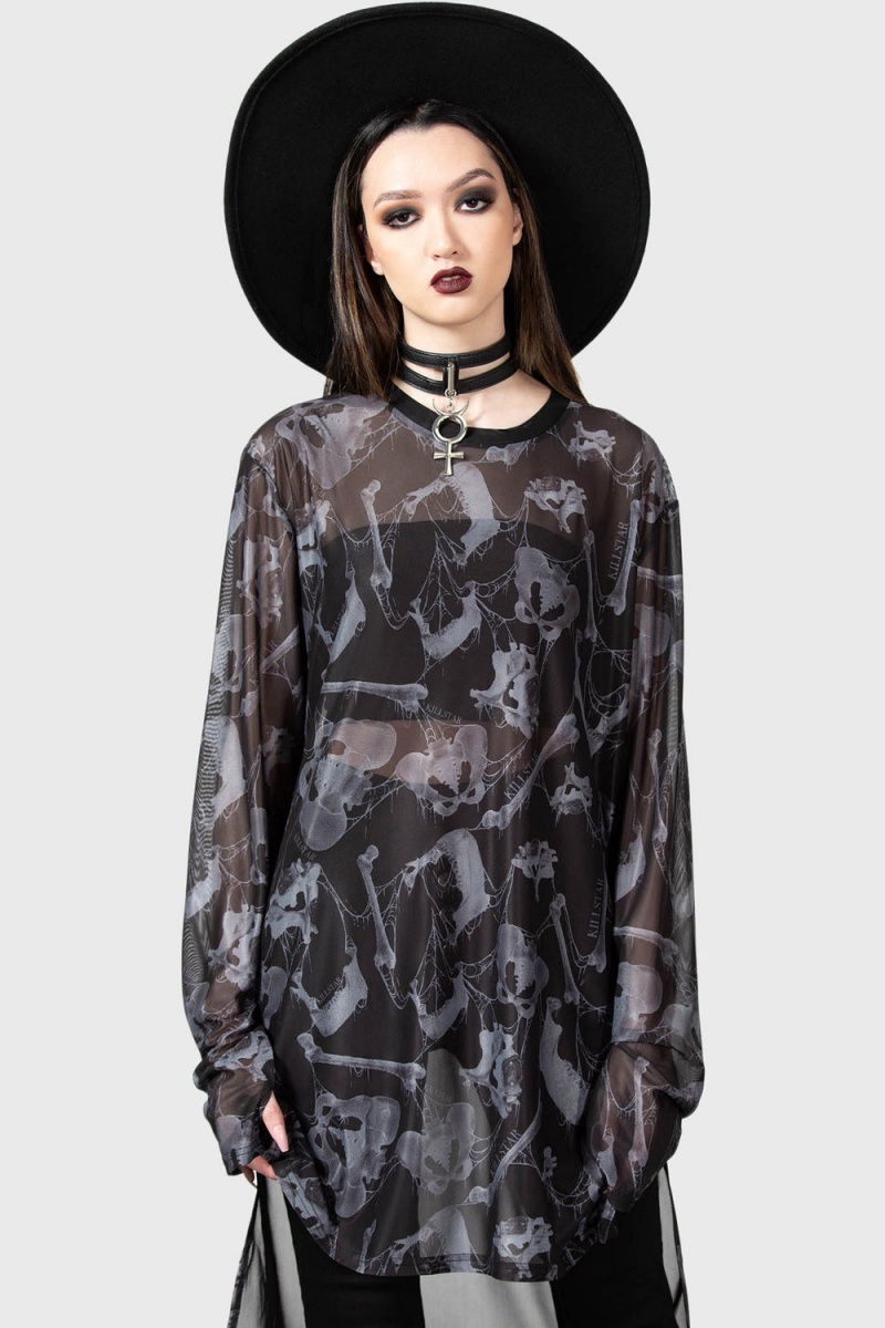 Killstar Ossuary Long Sleeve Top Černé | YNWLCK-712