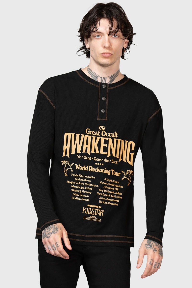 Killstar Otherworlds Henley Top Černé | JNIZRM-543
