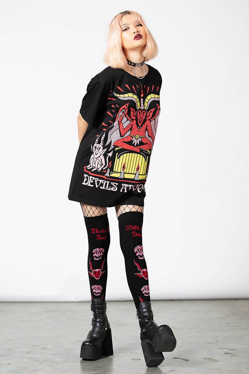 Killstar Pact Long Socks Černé | YFAKBW-743