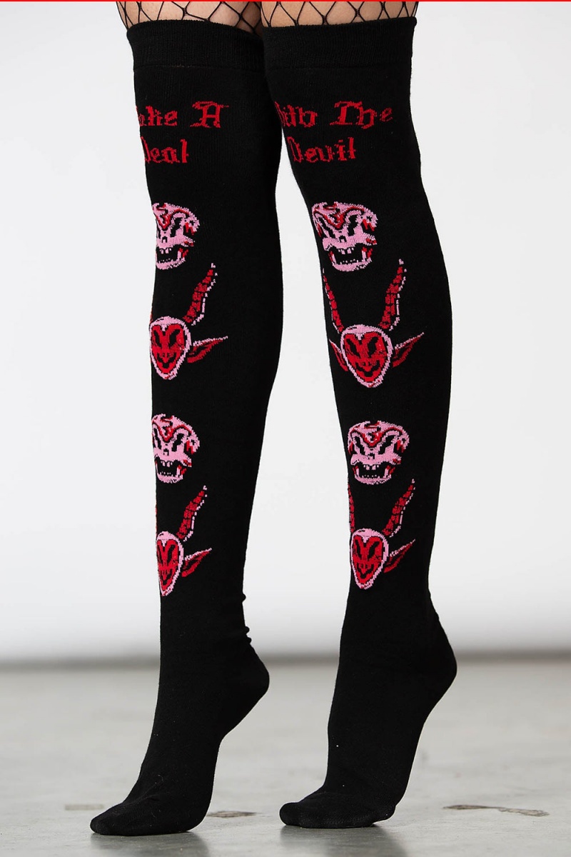 Killstar Pact Long Socks Černé | YFAKBW-743