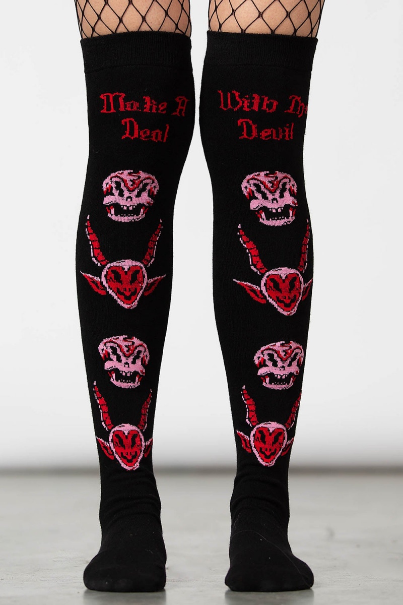 Killstar Pact Long Socks Černé | YFAKBW-743