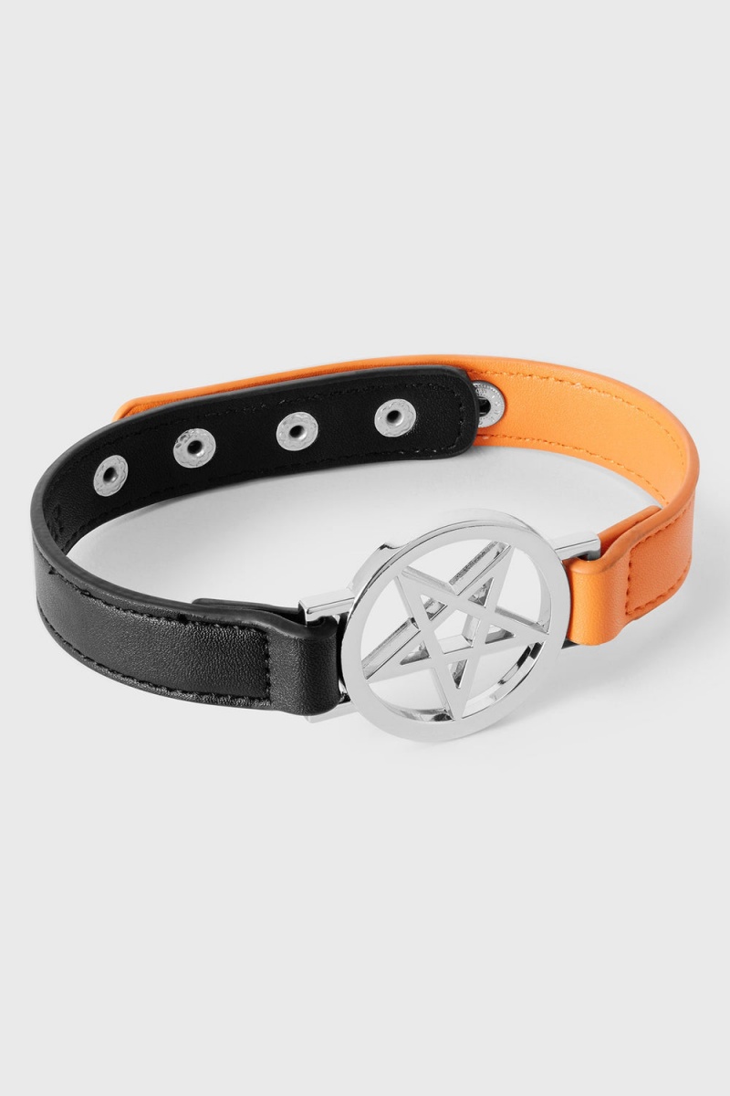 Killstar Penta Half Choker [BLACK/ORANGE] Oranžové | YUGBTH-965