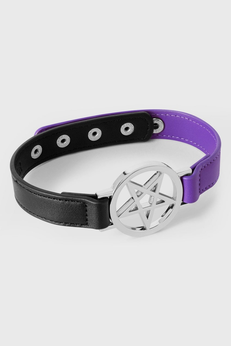 Killstar Penta Half Choker [BLACK/PURPLE] Fialové | SLVCFJ-840