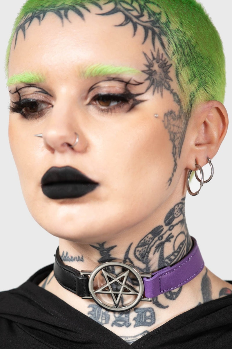 Killstar Penta Half Choker [BLACK/PURPLE] Fialové | SLVCFJ-840