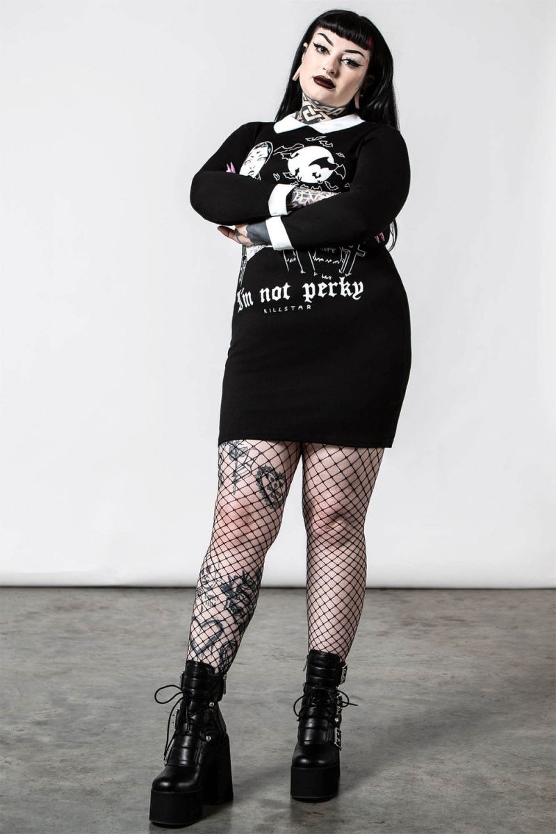 Killstar Perky Collar Šaty Černé | BHSQZE-863