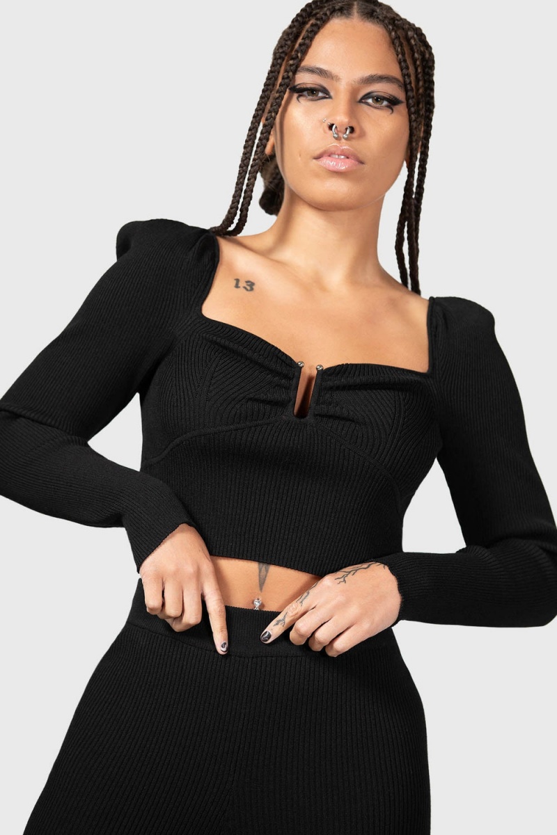Killstar Pia Pollyanna Knit Top Černé | MKILFJ-764
