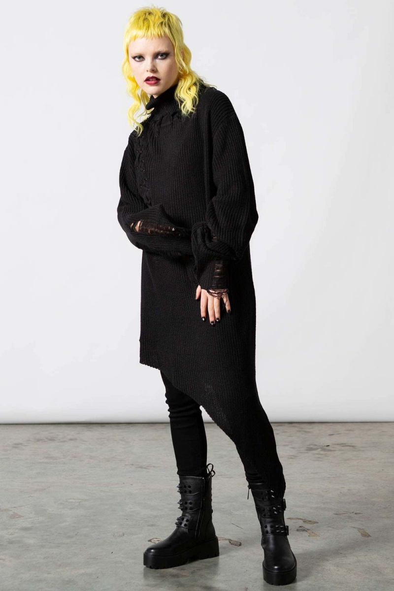 Killstar Placebo Knit Svetrové Černé | NROIKV-934
