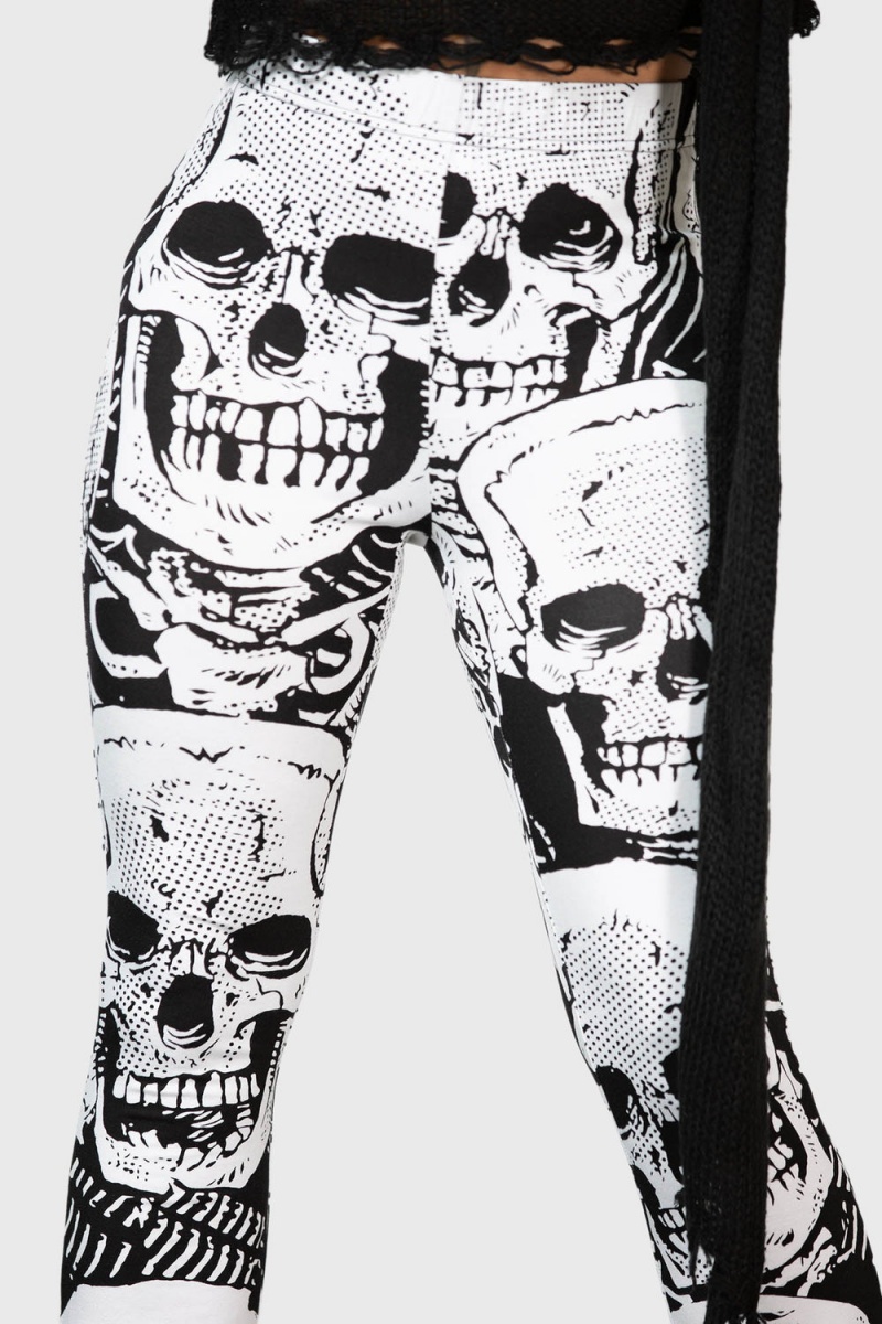 Killstar Plentiful Reap Bootcut Trousers Černé Bílé | XLYITF-496
