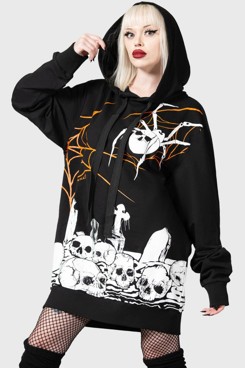 Killstar Pumpkin Reaper Hoodie Černé | QUYCBL-124