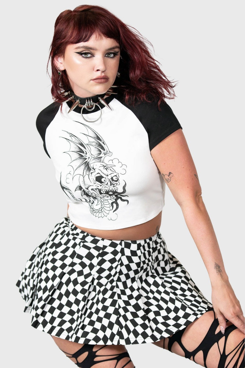 Killstar Punk/Wave Mini Skirt Černé Bílé | FTVQBY-061