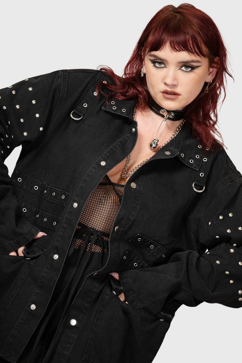Killstar Punktured Shacket Černé | VNSCFE-683